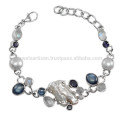 KYANITE IOLITE &amp; BIWA PEARL GEMSTONE MIT 925 STERLING SILBER DESIGNER UND HANDMADE ARMBAND